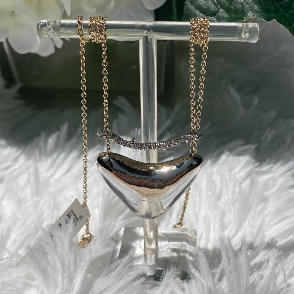NEW Alexis Bittar CLEAR Lucite bar & shield Necklace